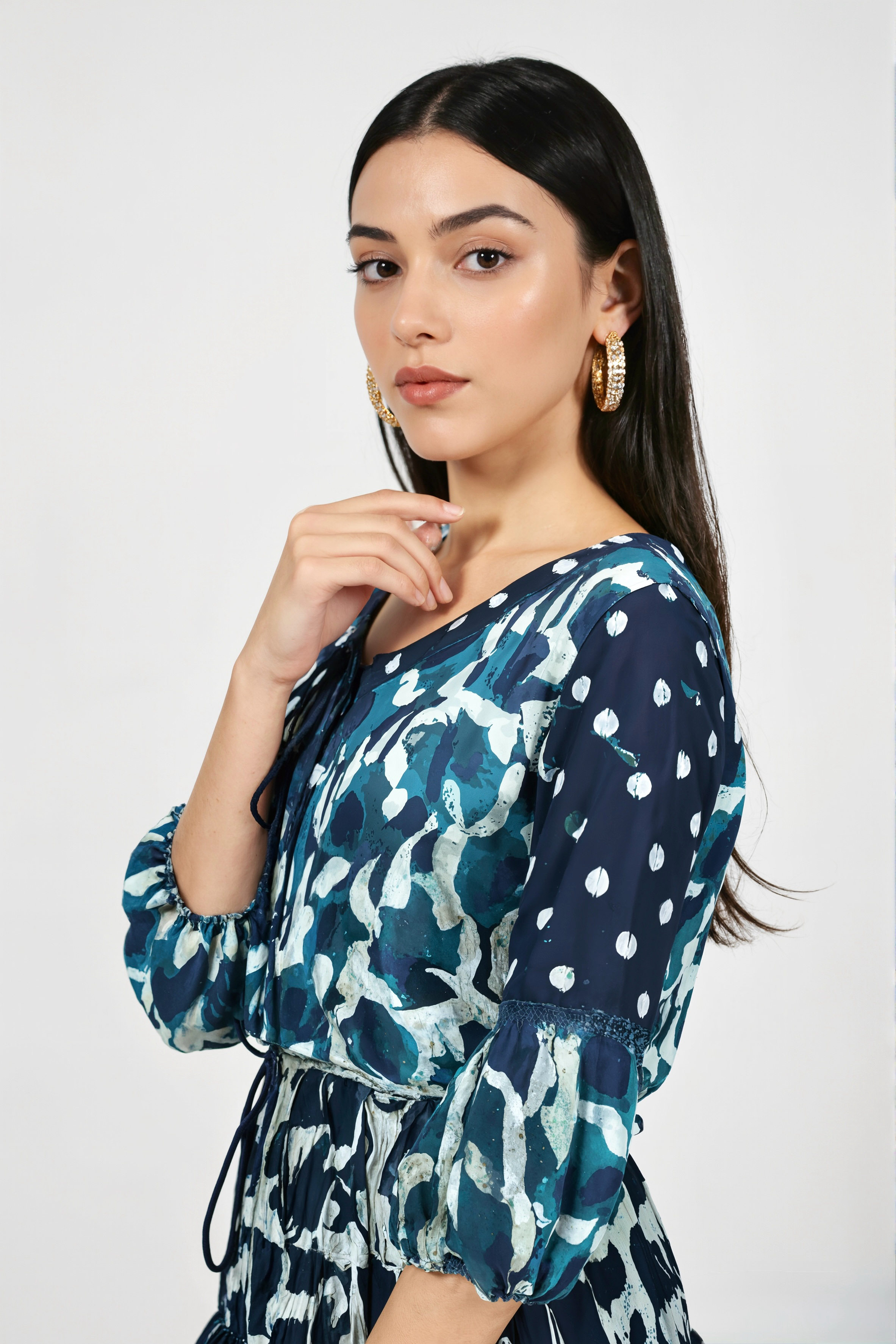 Midnight Mingle Abstract & Polka Dot A-Line Dress