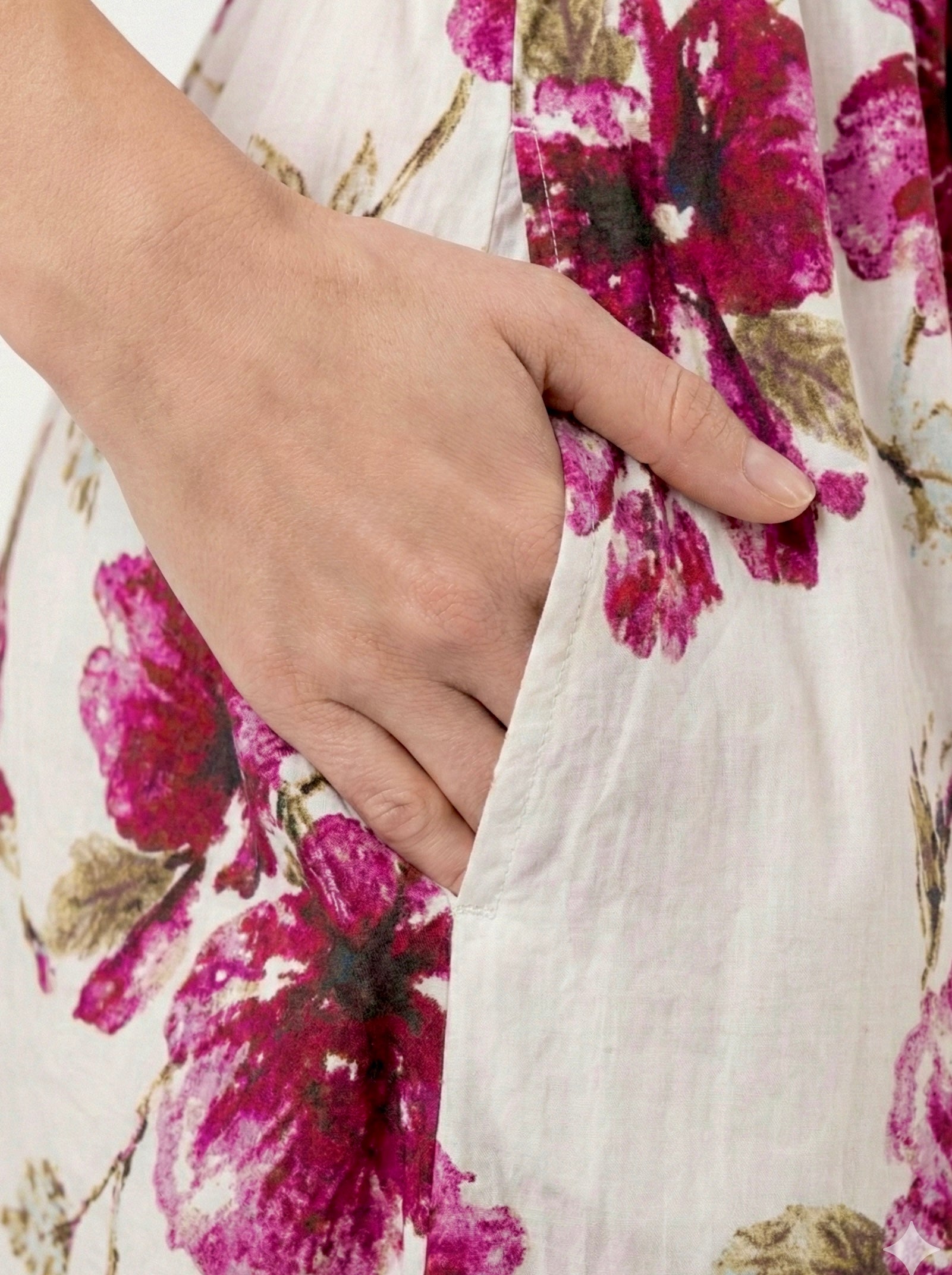 Blossom Drape Watercolor Floral Cotton Shirt Dress