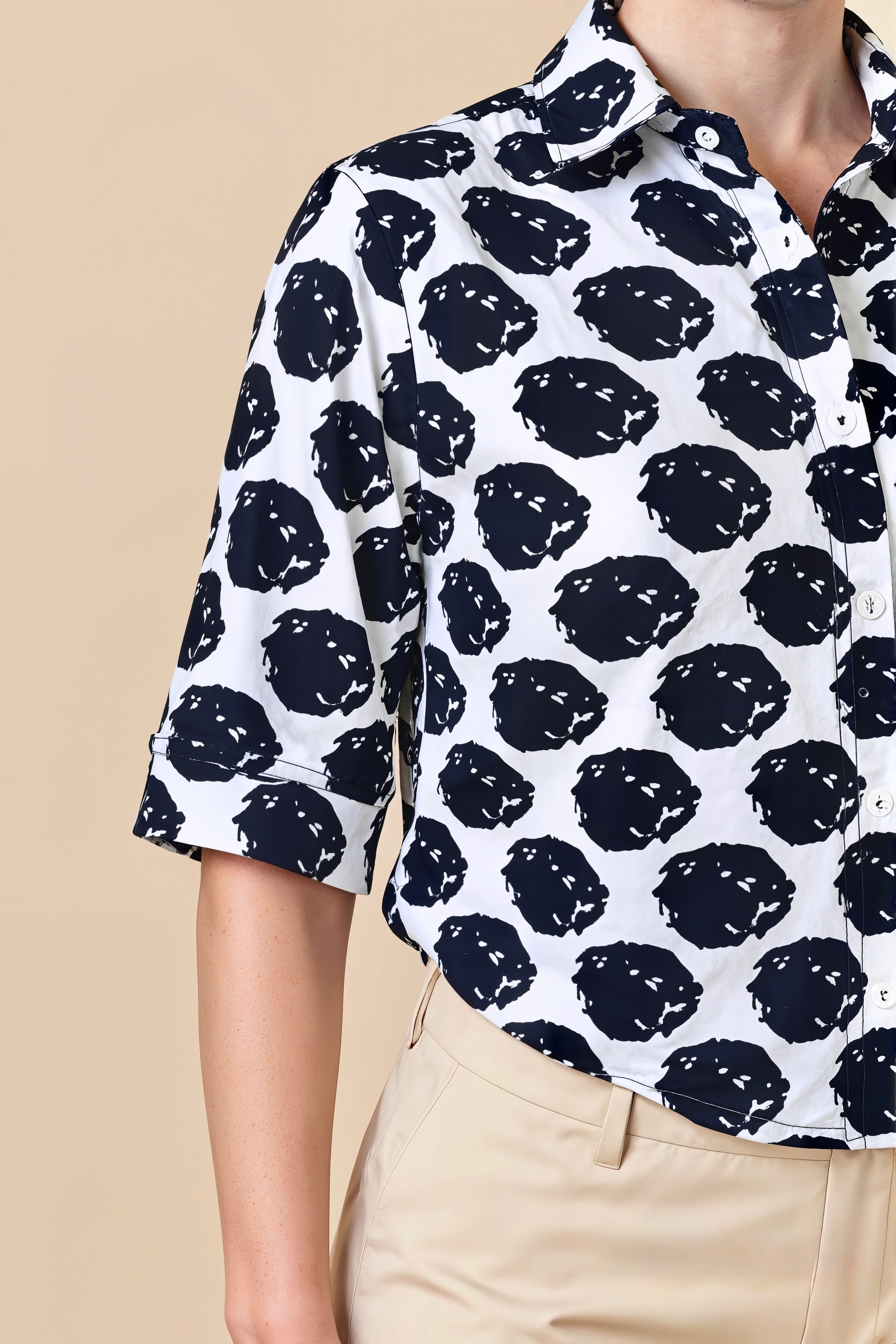 Ink Monochrome Button-Down Shirt Top