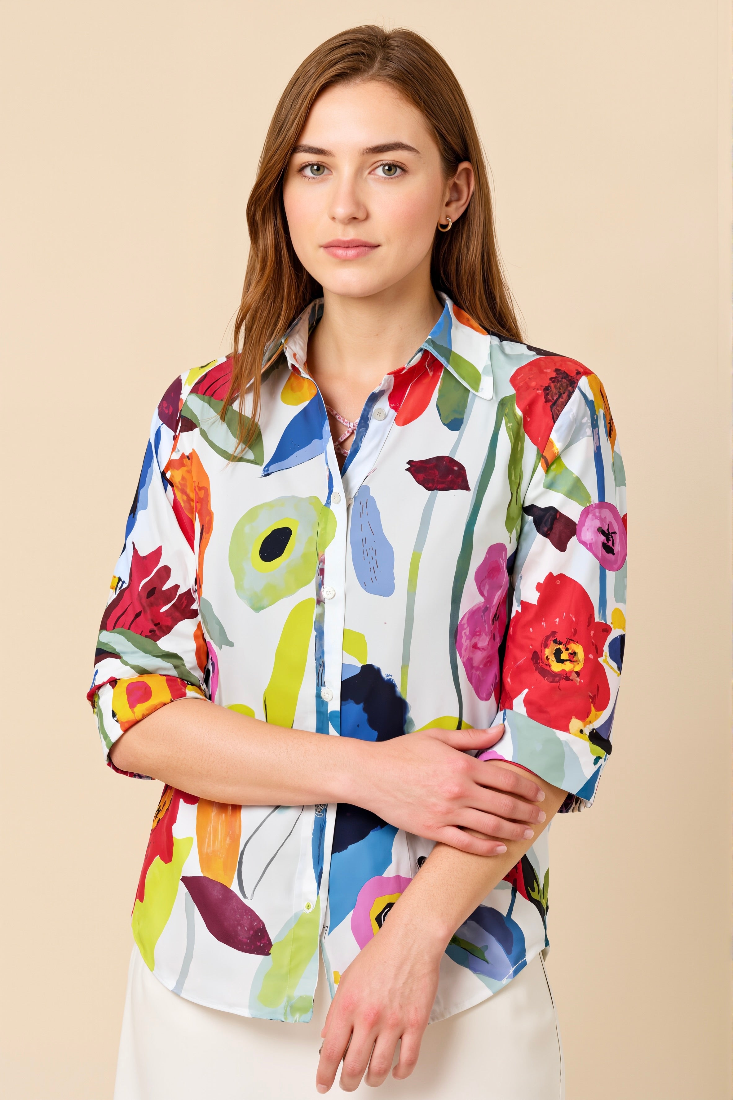 Chroma Watercolor Floral Shirt Top