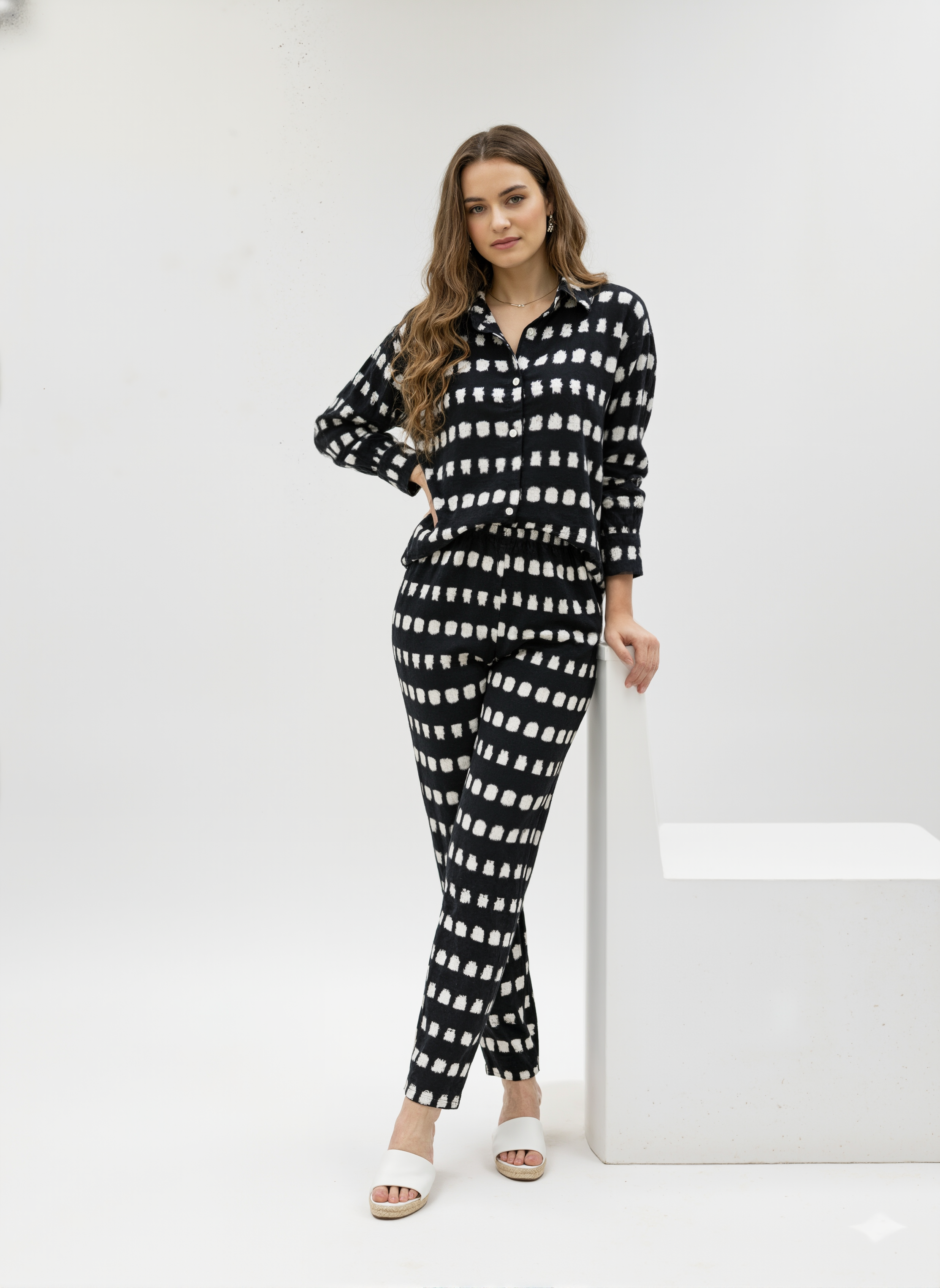 Ink Echo: Monochrome Brushstroke Co-ord Set