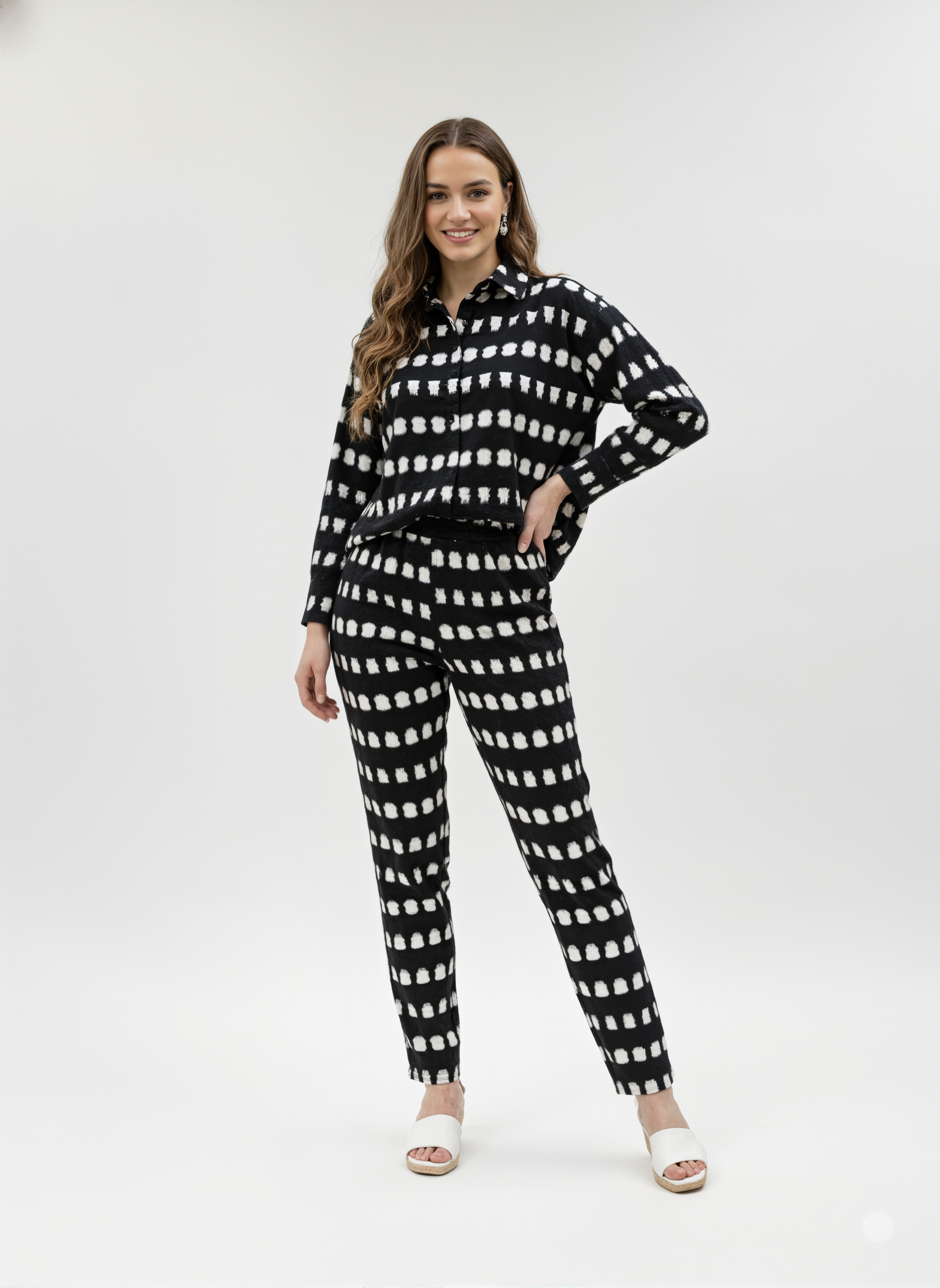 Ink Echo: Monochrome Brushstroke Co-ord Set