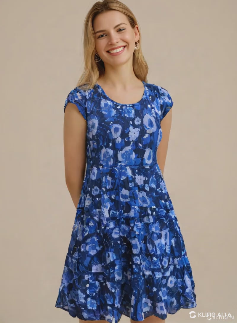 Solace A-Line Midi Dress Blue
